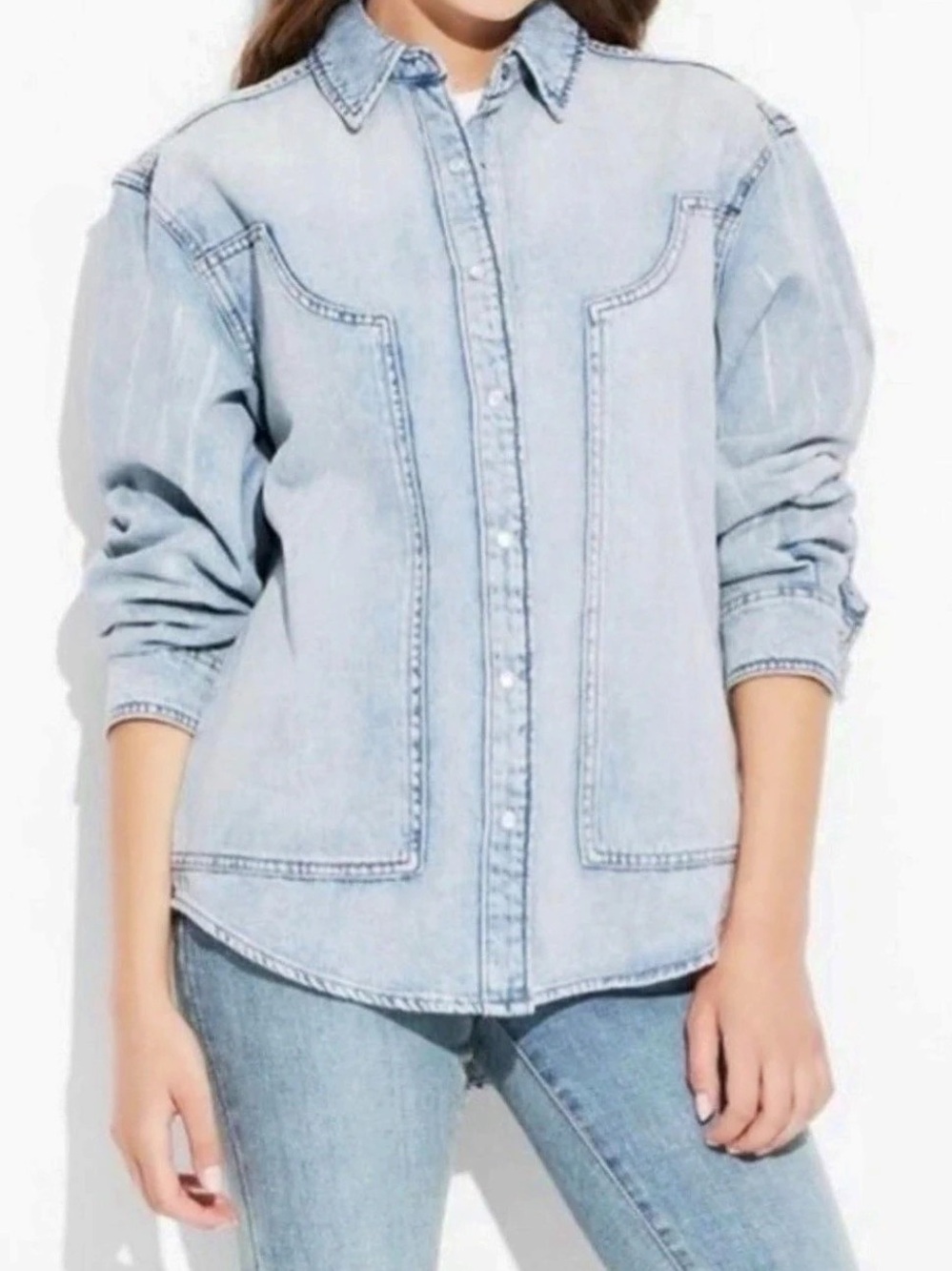 NWT wild fable Denim Western Button-Down Shirt Women's Blue size XXL light blue